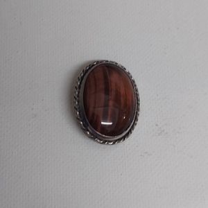 Artisan Lynne Cat’s Eye Sterling Silver 925 Brooch Pin